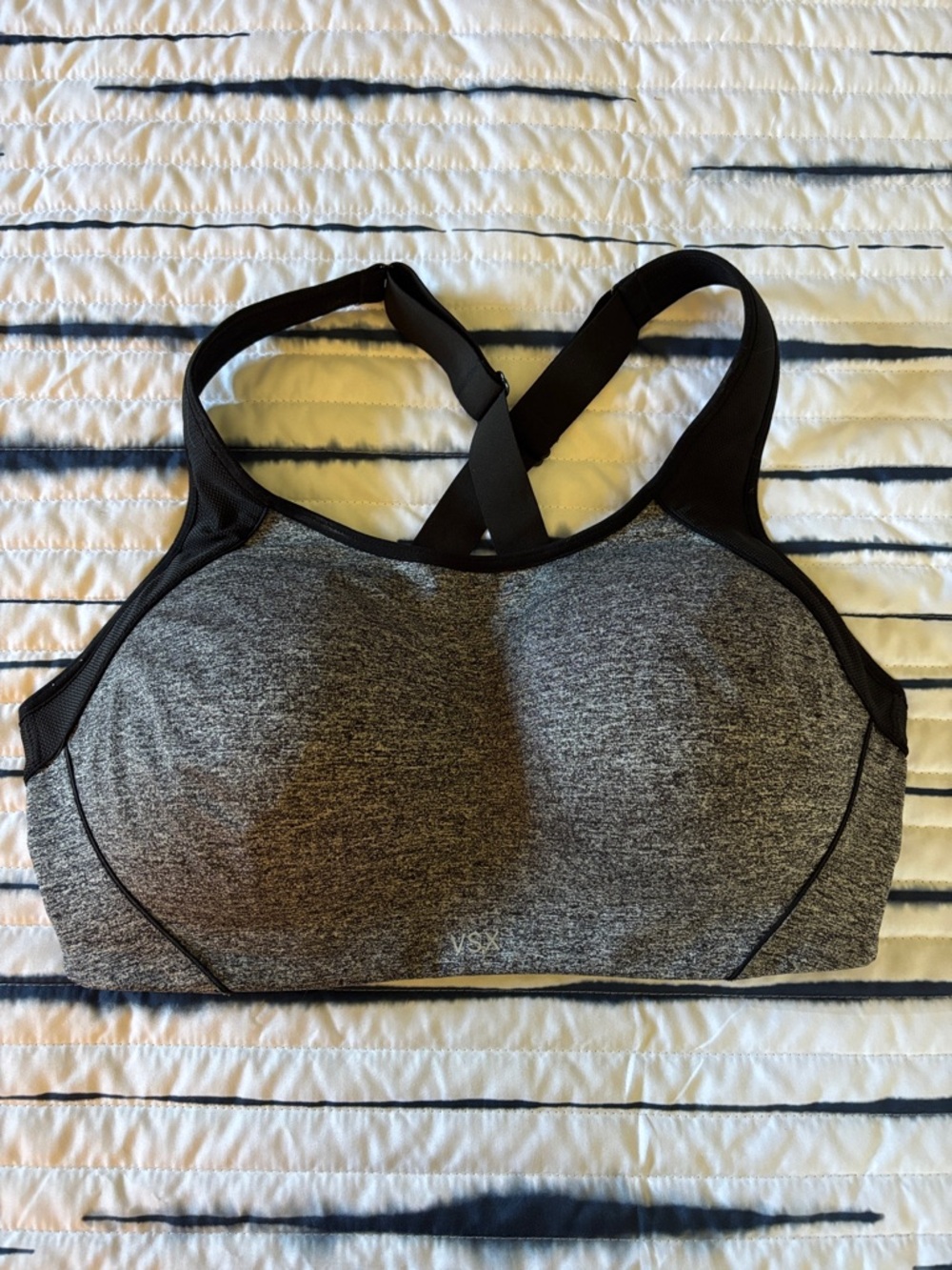 Victoria's Secret Gray & Black Crossback Sports Bra 38D